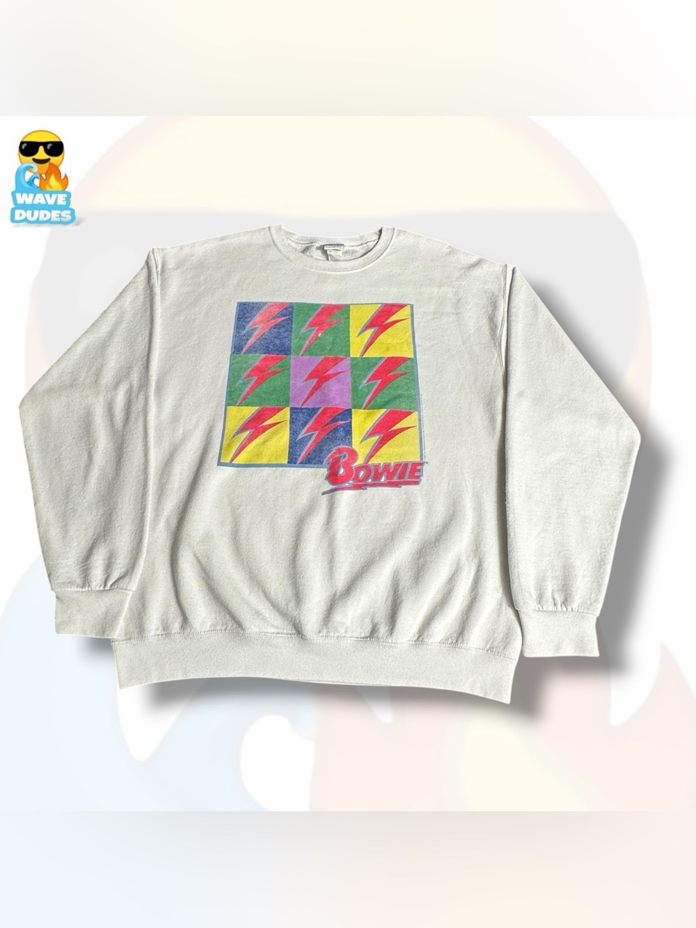 Men’s Junk Food David Bowie Rebel Lightning Bolts Crewneck Sweatshirt